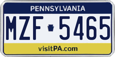 PA license plate MZF5465