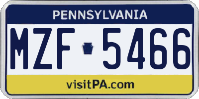 PA license plate MZF5466
