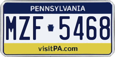 PA license plate MZF5468