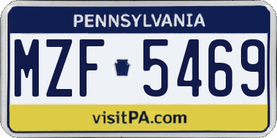 PA license plate MZF5469