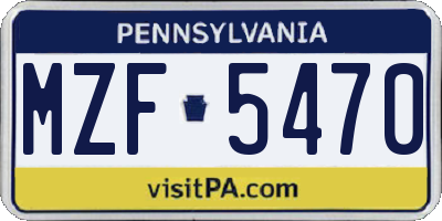 PA license plate MZF5470