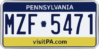 PA license plate MZF5471