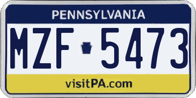 PA license plate MZF5473