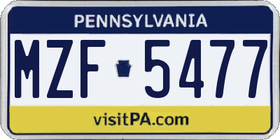 PA license plate MZF5477