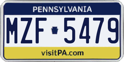 PA license plate MZF5479