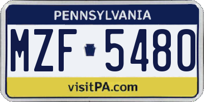 PA license plate MZF5480