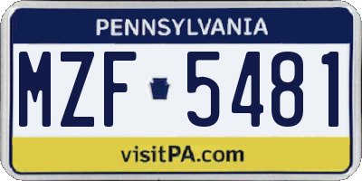 PA license plate MZF5481