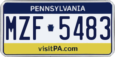 PA license plate MZF5483