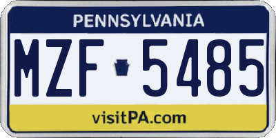 PA license plate MZF5485