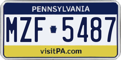 PA license plate MZF5487
