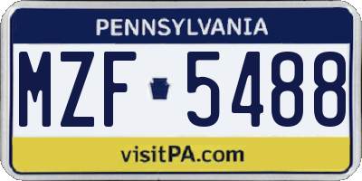 PA license plate MZF5488