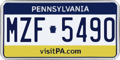 PA license plate MZF5490
