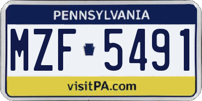 PA license plate MZF5491