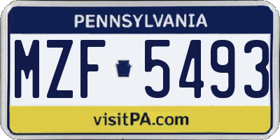 PA license plate MZF5493