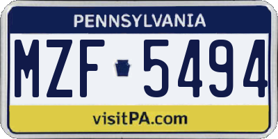 PA license plate MZF5494