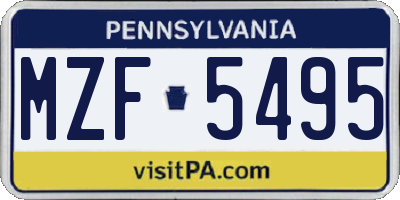 PA license plate MZF5495
