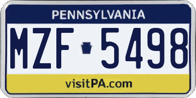 PA license plate MZF5498