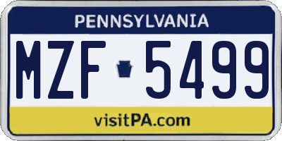 PA license plate MZF5499