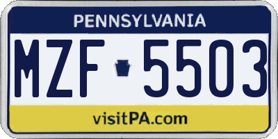 PA license plate MZF5503