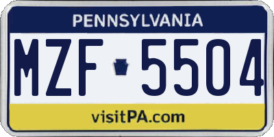 PA license plate MZF5504