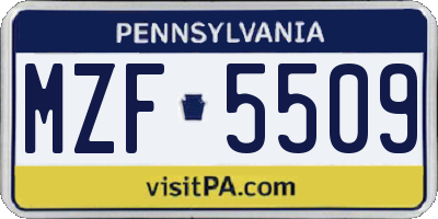 PA license plate MZF5509