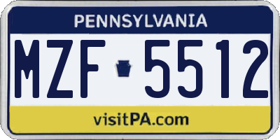 PA license plate MZF5512