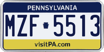 PA license plate MZF5513