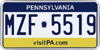PA license plate MZF5519