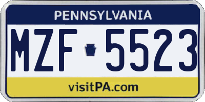 PA license plate MZF5523