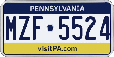 PA license plate MZF5524