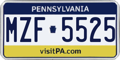 PA license plate MZF5525