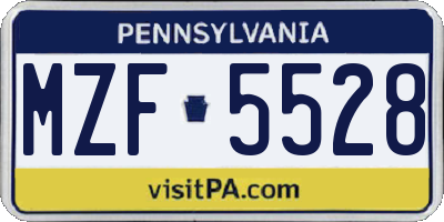 PA license plate MZF5528