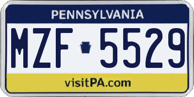 PA license plate MZF5529