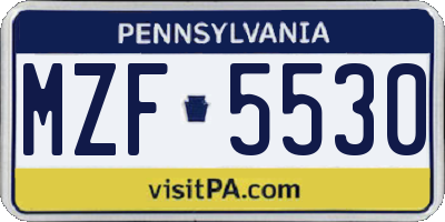PA license plate MZF5530