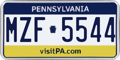PA license plate MZF5544