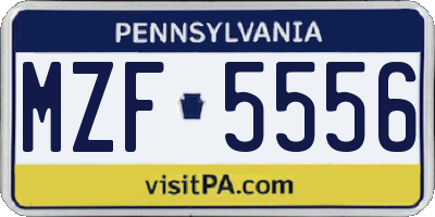 PA license plate MZF5556