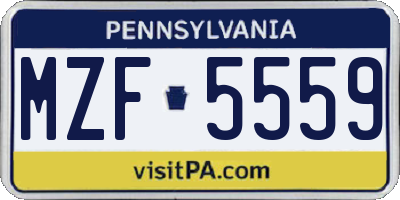 PA license plate MZF5559
