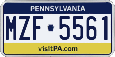 PA license plate MZF5561