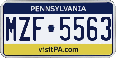 PA license plate MZF5563