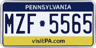 PA license plate MZF5565
