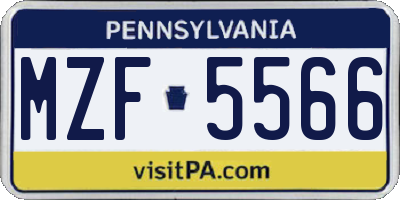 PA license plate MZF5566