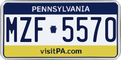 PA license plate MZF5570