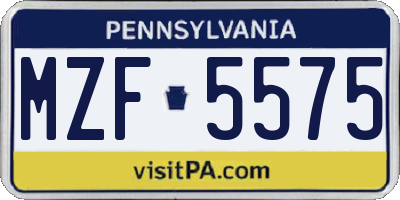PA license plate MZF5575