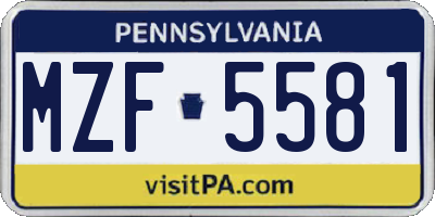 PA license plate MZF5581