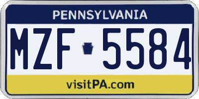 PA license plate MZF5584