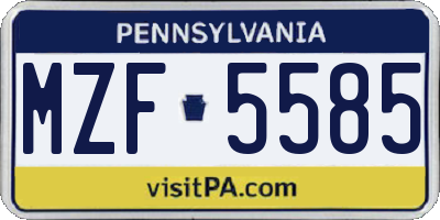 PA license plate MZF5585