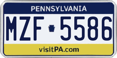 PA license plate MZF5586