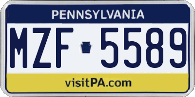 PA license plate MZF5589