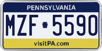 PA license plate MZF5590