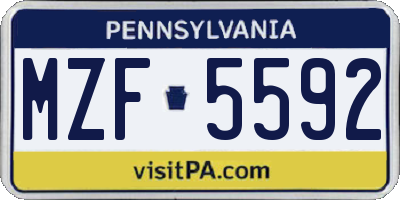 PA license plate MZF5592